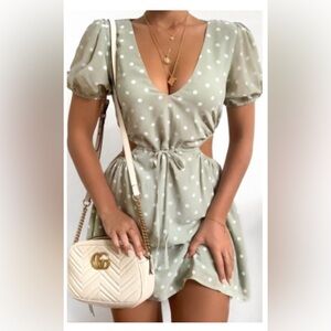 Take The Wheel dress in green spot